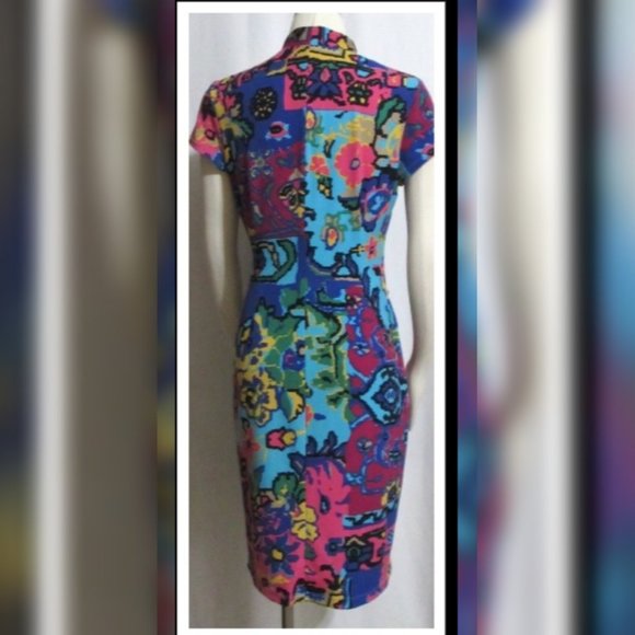 Ladies ELLEN TRACY Bold Color Faux Wrap Dress 8 - Picture 6 of 7